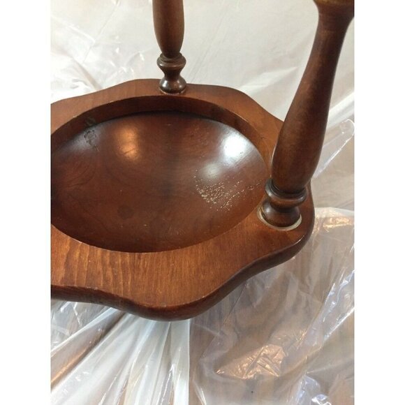 Wooden 3 Taper Candlestick Candle Holder Handmade Octagon Base Round Bowl Center - Picture 11 of 12